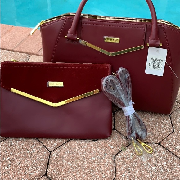 Joy & Iman Bags Hpjoy Inman Leather Burgundy Handbag Poshmark